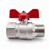 Brass Ball Valve - Red Butterfly Handle, BSPP Male / Female